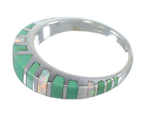 Sterling Silver Turquoise Opal Southwestern Ring Size 6-3/4 AX83098